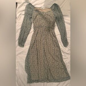 Oak + Fort green floral maxi dress